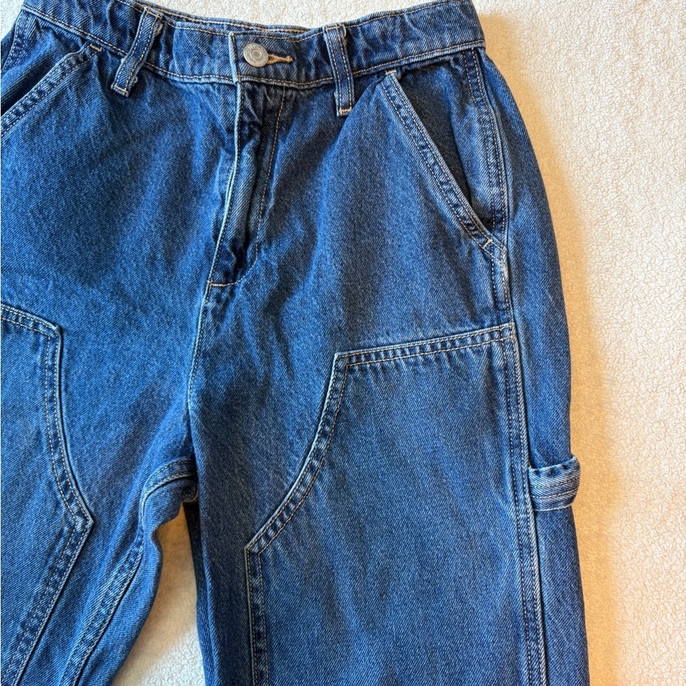 Old Navy High Rise Relaxed Fit Jeans. Deep Blue. Adjustable Waist. Girl sz 14 - Picture 2 of 5